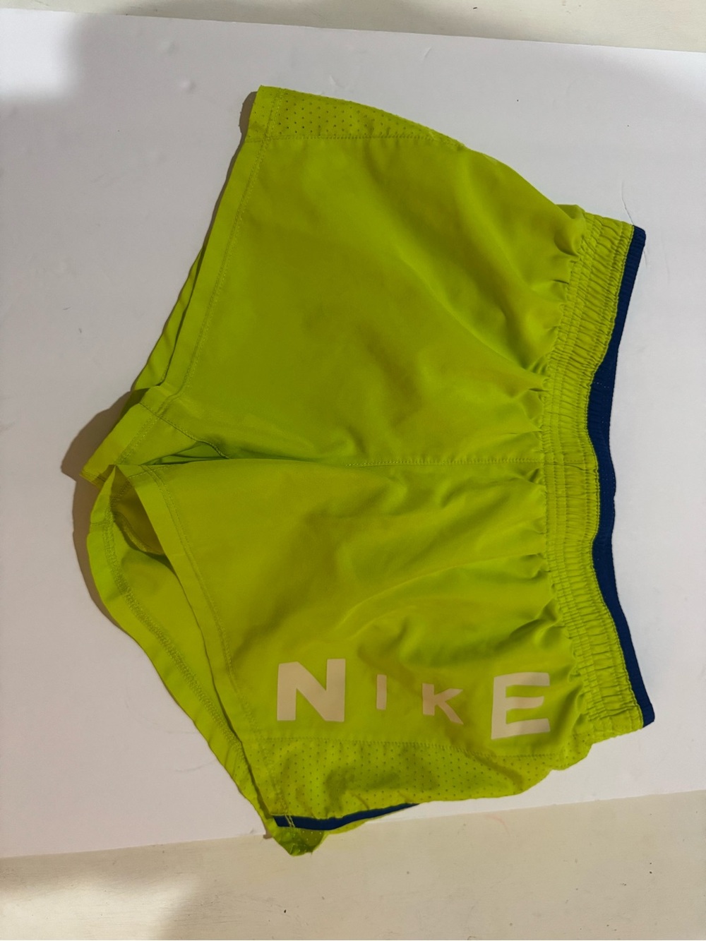 Nike Women’s Neon Lime Athletic Shorts with Navy Trim